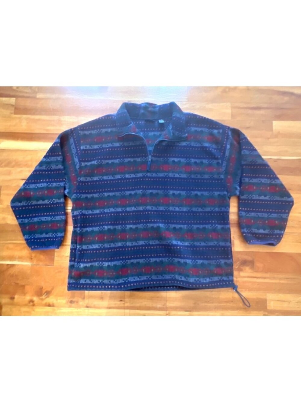 Van Heusen XL/XG Mens Fleece Pullover Sweater Multicolor Striped Zip-Up